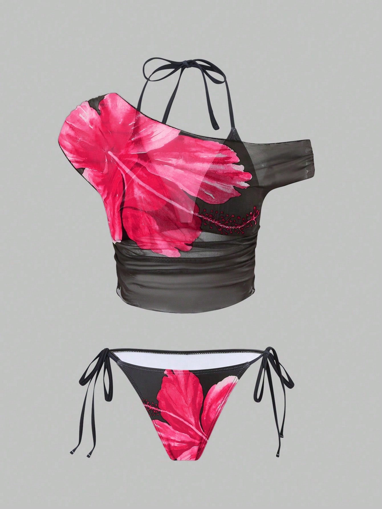 Floral Chic Halter Tankini Set with Cover-Up