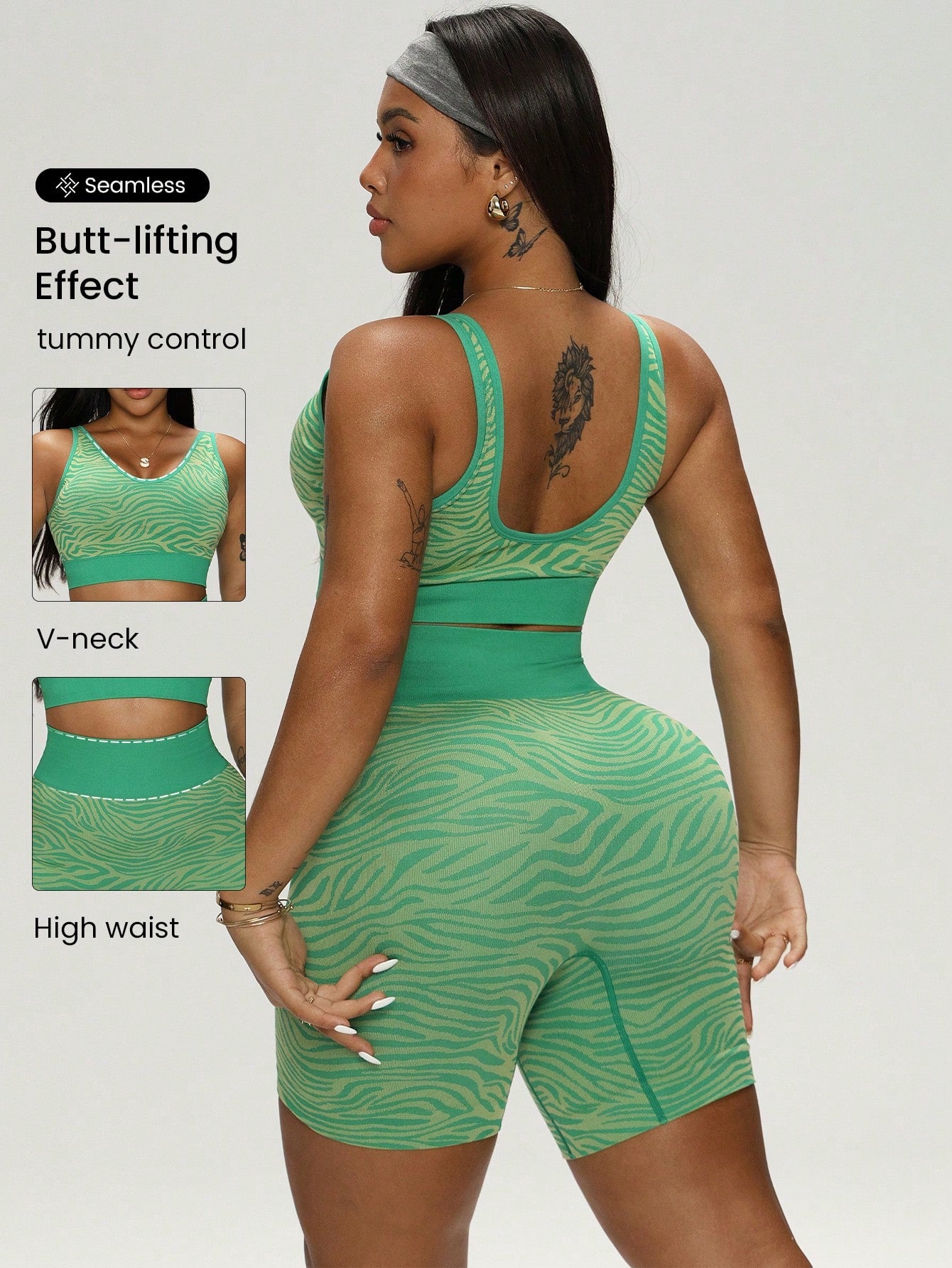 Bold Plus Size Leopard Print Sports Bra & Shorts Set