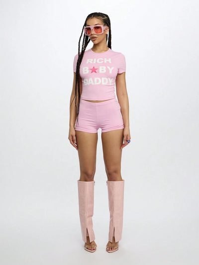 Vibrant Women's Graphic Tee & Shorts Ensemble