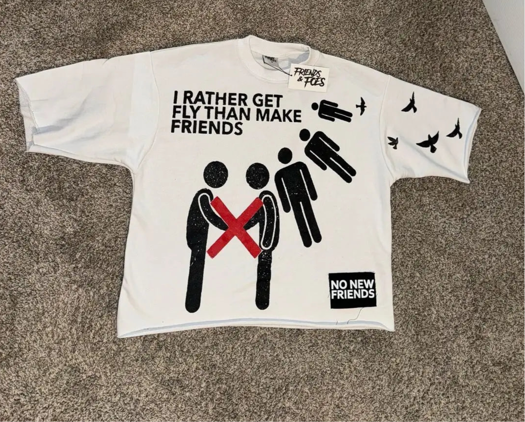 American No New Friends Oversized Graphic Tee