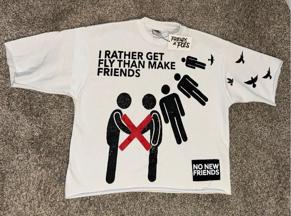 American No New Friends Oversized Graphic Tee