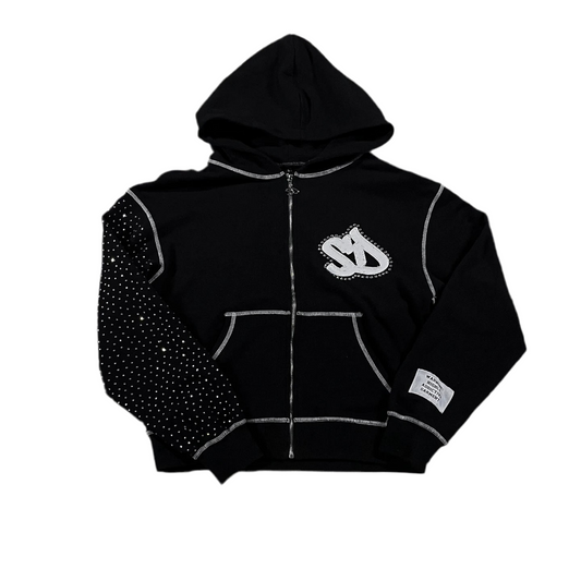 Oversized Y2K Embroidered Zipper Hoodie for Men