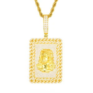 Iced Out Moissanite Jesus Head Pendant Necklace.