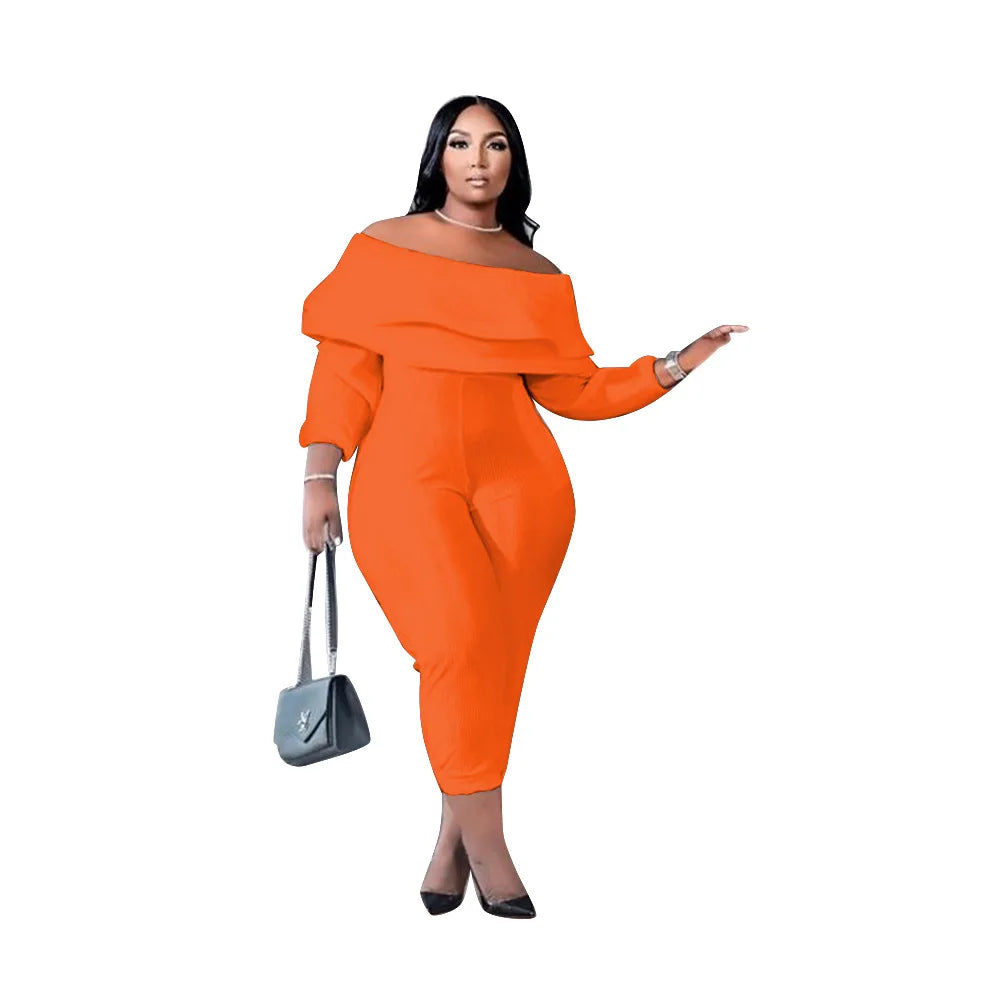 Plus Size Off Shoulder Jumpsuit for Women.