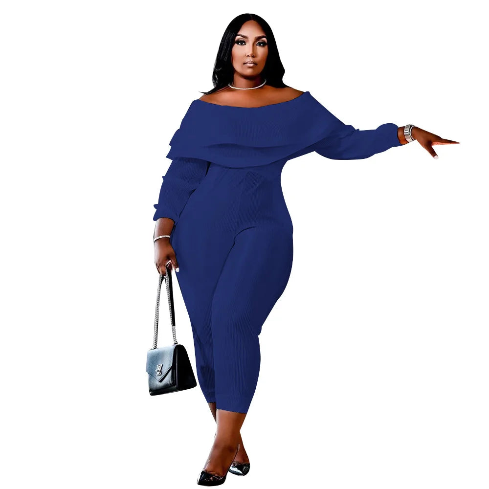 Plus Size Off Shoulder Jumpsuit for Women.