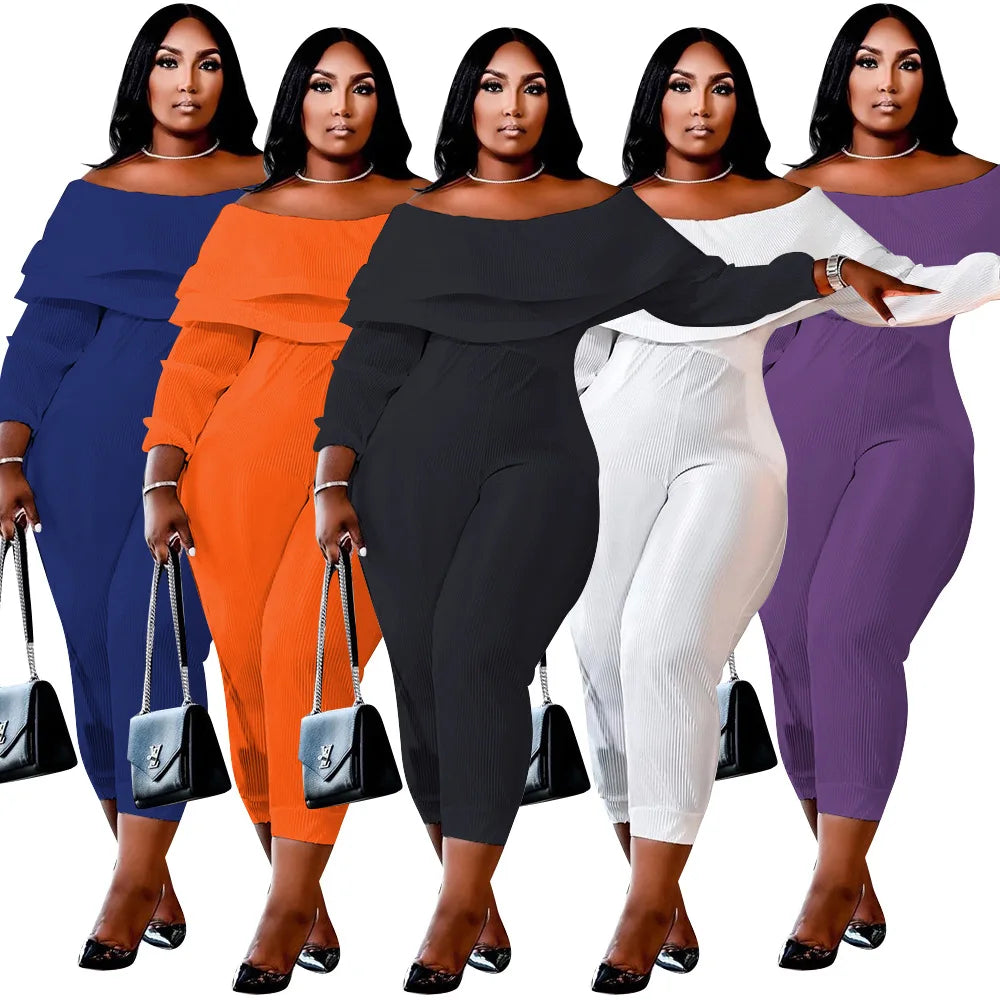 Plus Size Off Shoulder Jumpsuit for Women.