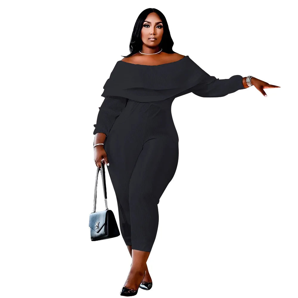 Plus Size Off Shoulder Jumpsuit for Women.