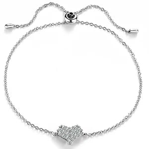 Dazzling Moissanite Bracelet with Heart Charm.