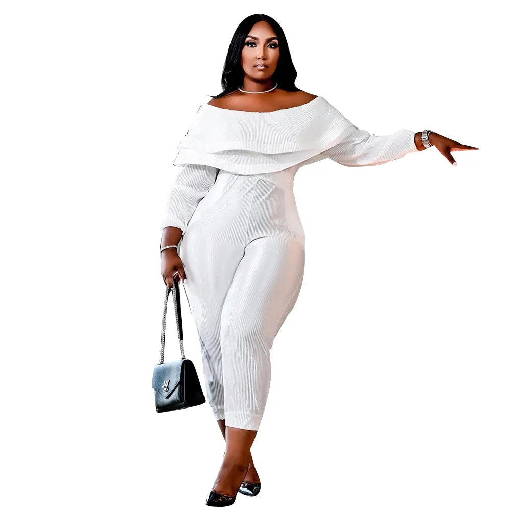 Plus Size Off Shoulder Jumpsuit for Women.