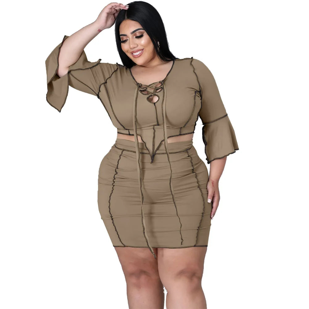 Chic Plus Size 2 Piece Skirt Set for Women.