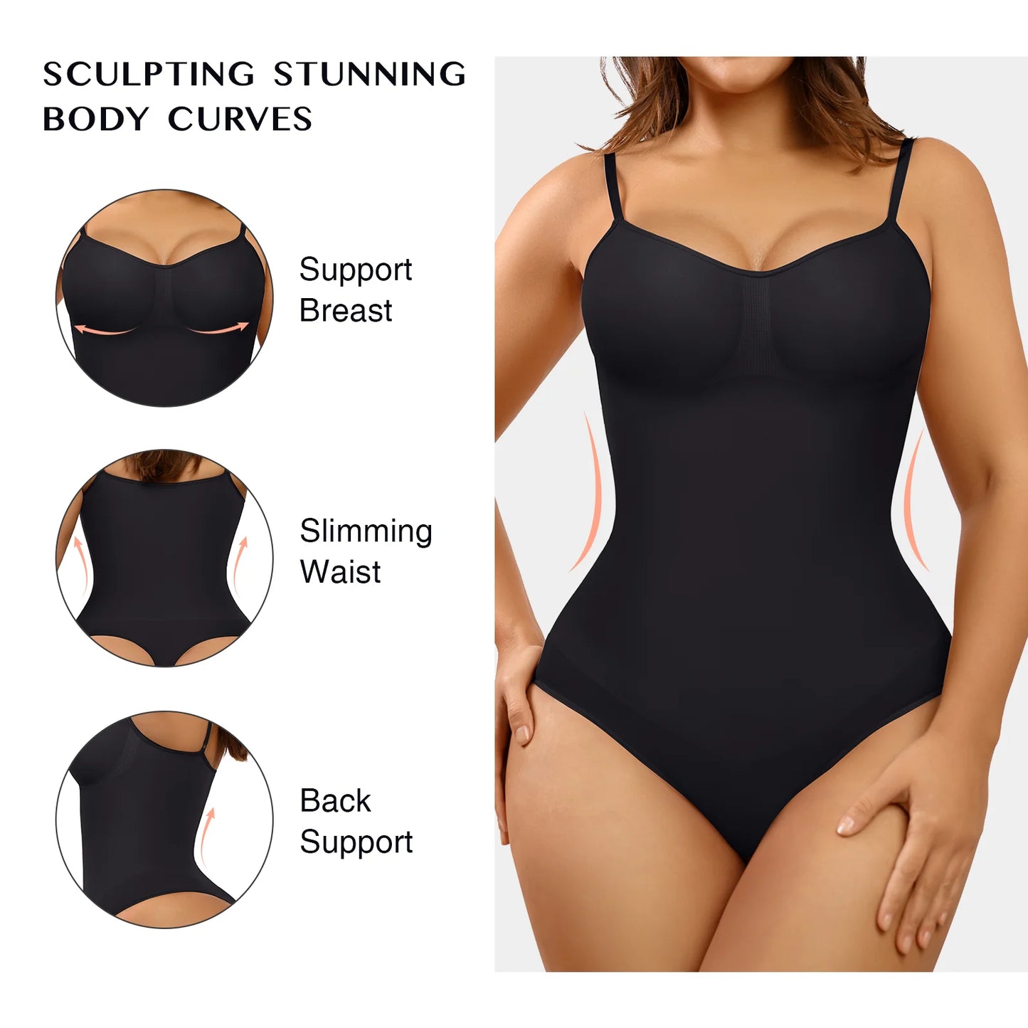 Seamless Thong Shapewear Bodysuit for Women.