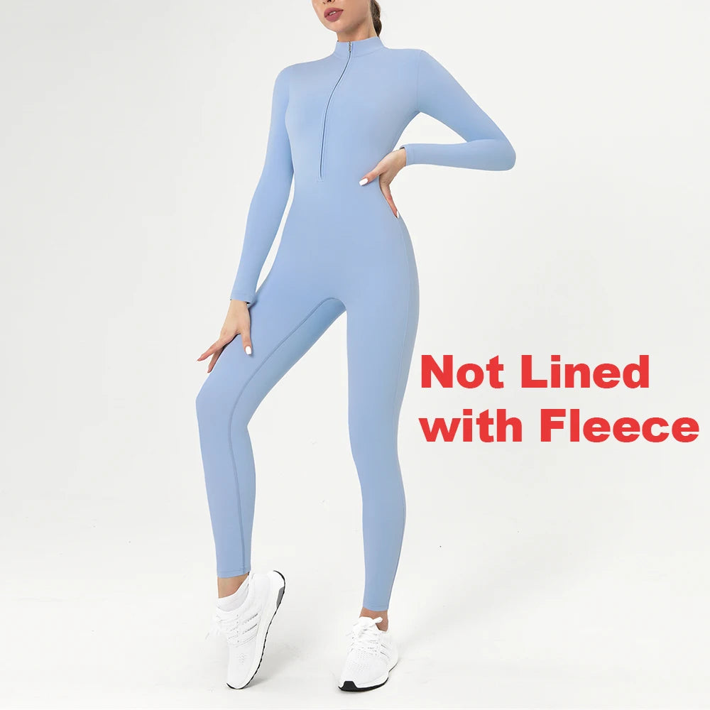 Warm Fleece Lined Long Sleeve Jumpsuit for Women.