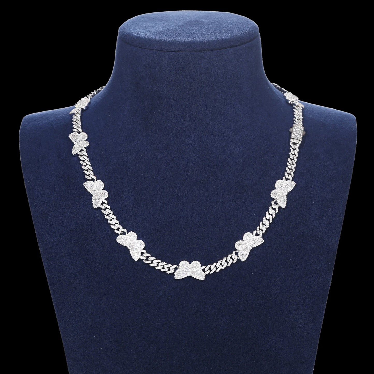 Dazzling Moissanite Iced Out Cuban Link Chain Necklace.