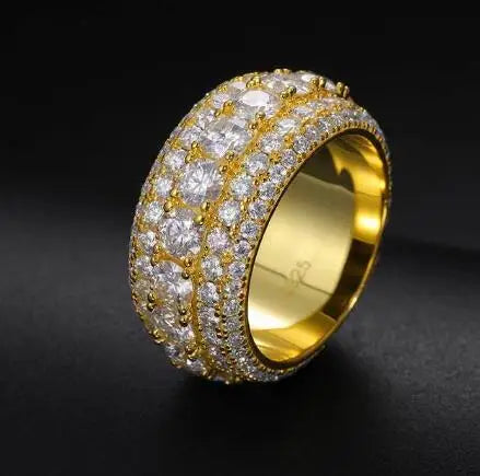 Men's Moissanite Gold Plated Cuban Ring.