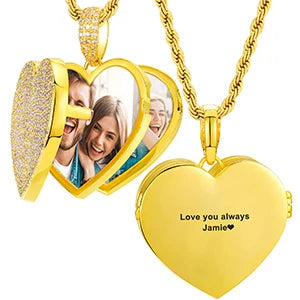 Custom Heart-Shaped Photo Pendant Necklace.