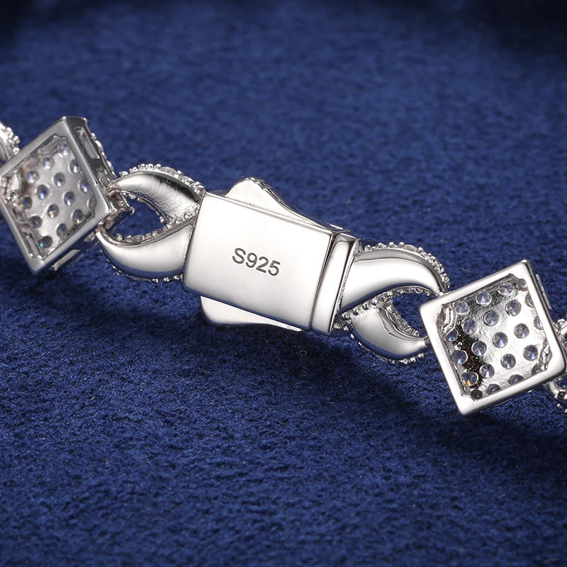 Iced Out VVS Moissanite 925 Sterling Silver Bracelet.