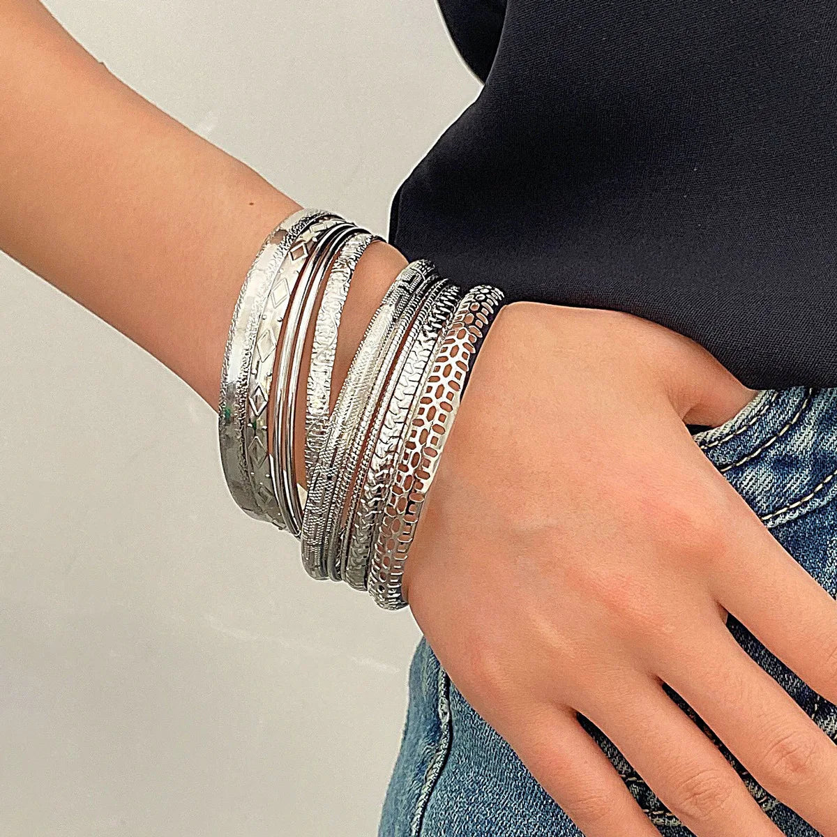 Twist Texture Stainless Steel Bangles.