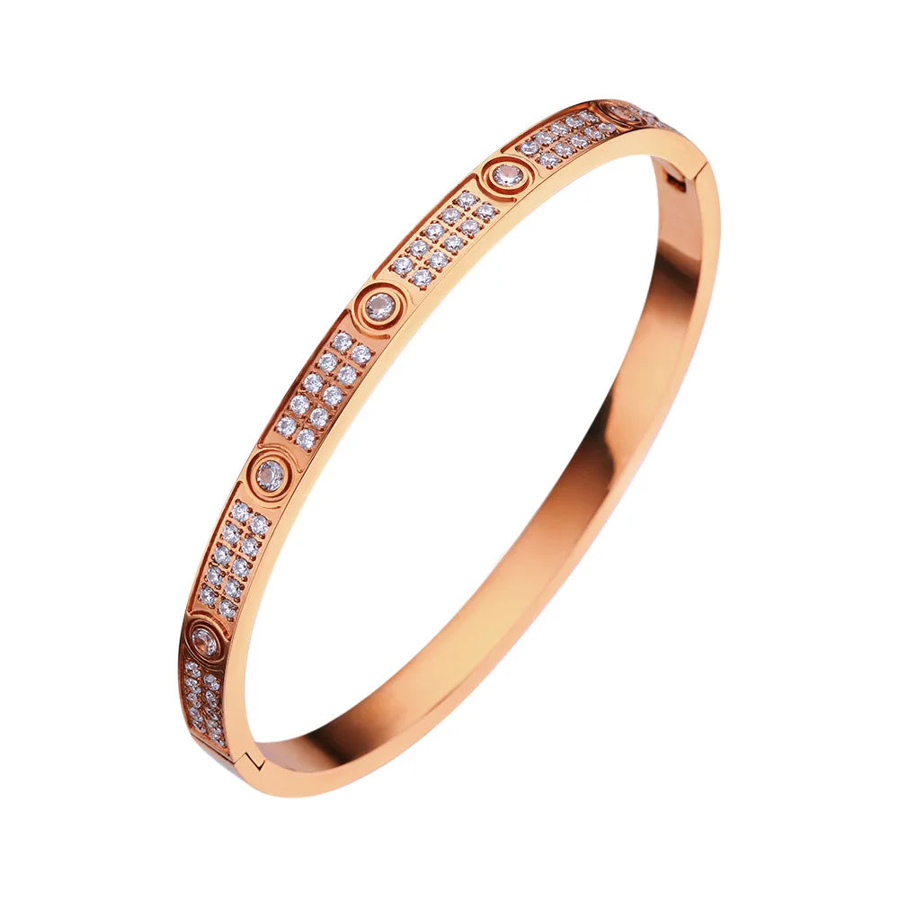 Gold Zircon Cross Nut Nail Bracelet for Women.