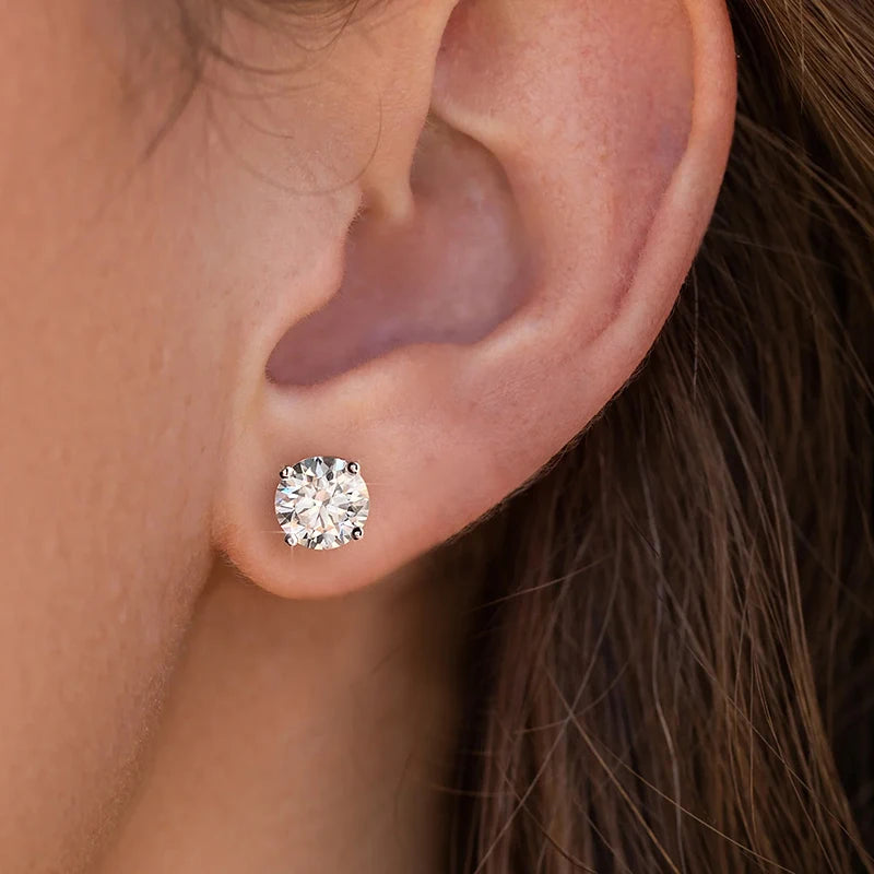 Brilliant Round Cut Moissanite Stud Earrings for Women.