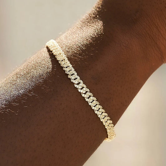 6mm Gold Plated Cuban Chain Bracelet for Women.