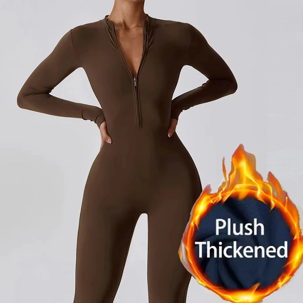 Warm Fleece Lined Long Sleeve Jumpsuit for Women.