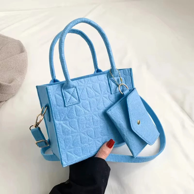 Minimalist Embossed Felt Handbag for Women.