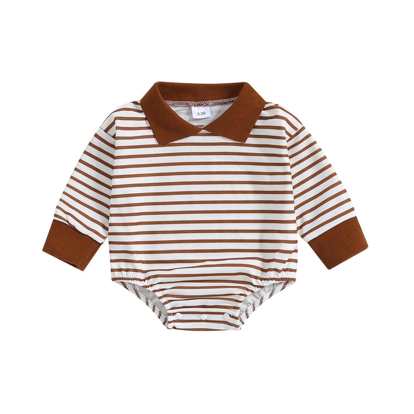 Stripe Print Newborn Romper - Long Sleeve Jumpsuit