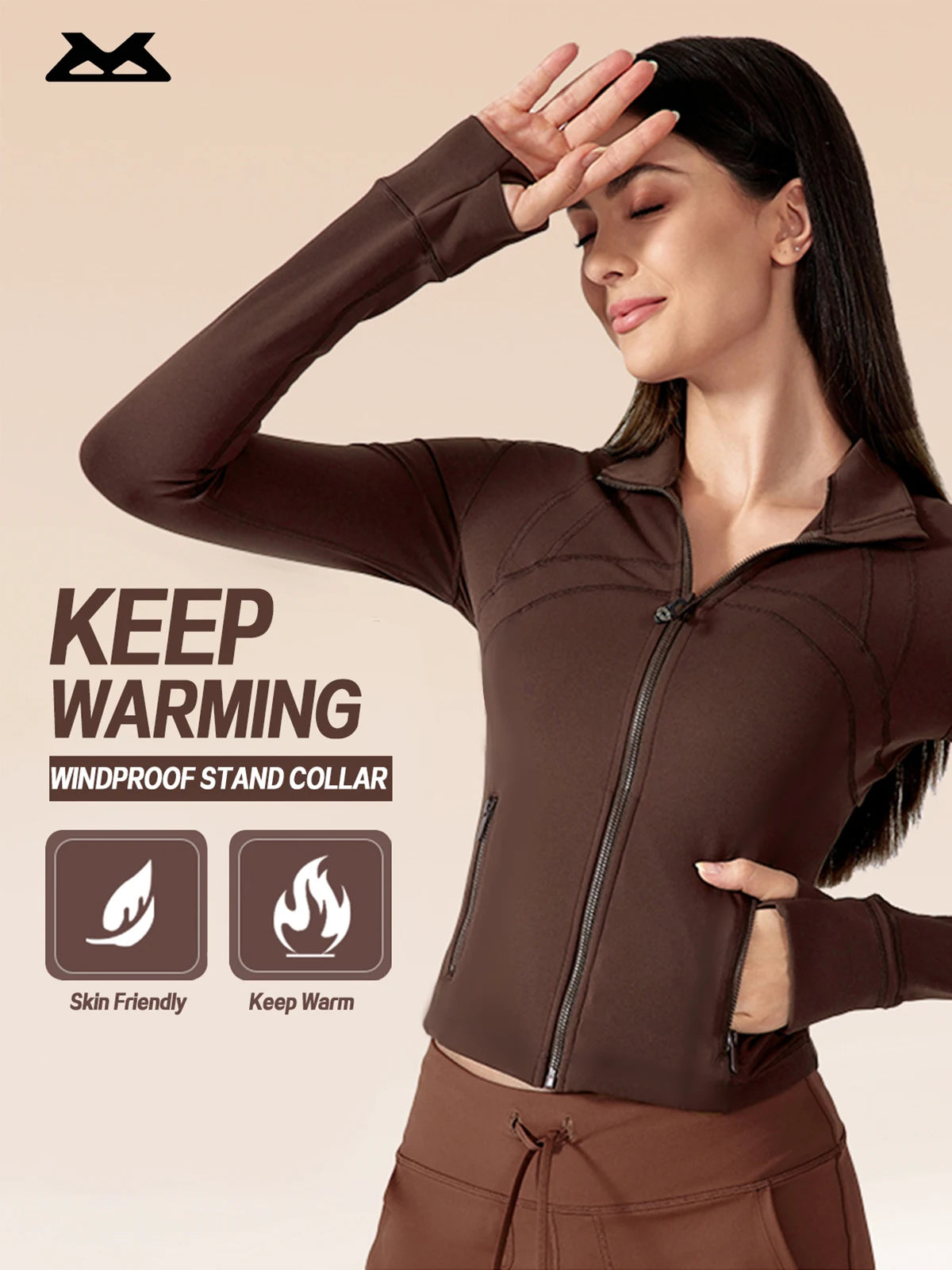 Women's Slim Fit Stand Collar Yoga Jacket.