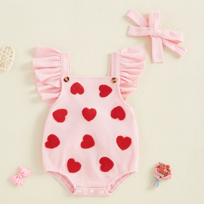 Sweet Style Newborn Girls Summer Romper with Heart Design