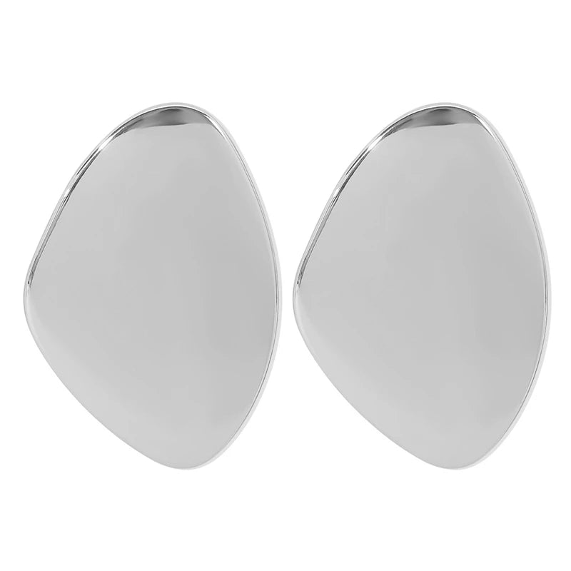 Trendy Asymmetric Bright Metal Alloy Earrings.