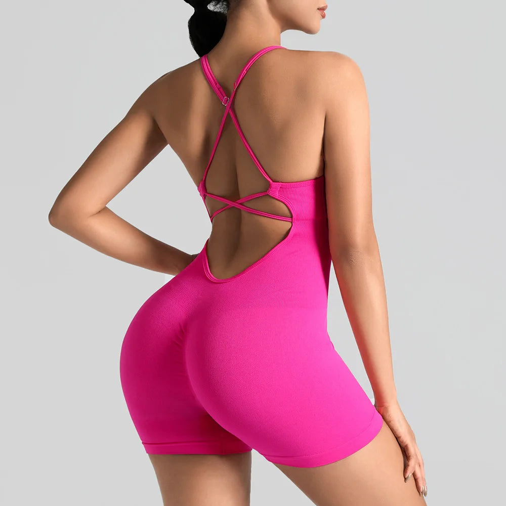 High Elastic Backless One Piece Yoga Jumpsuit.