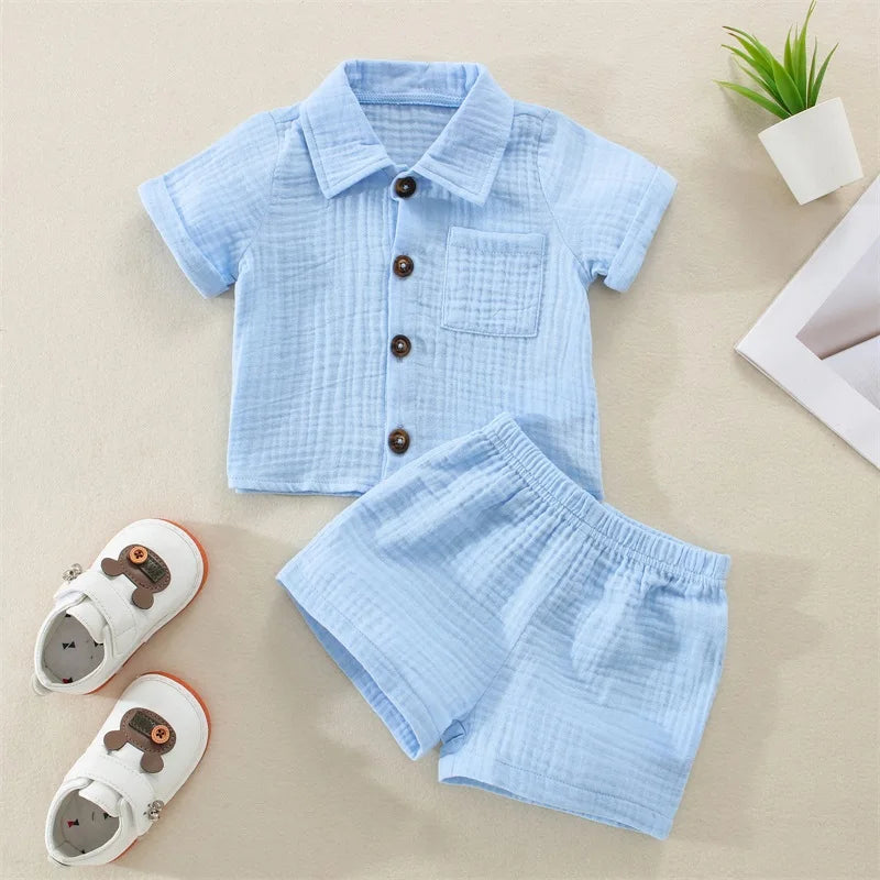 Cotton Linen Toddler Summer Outfit Set - 2PCS