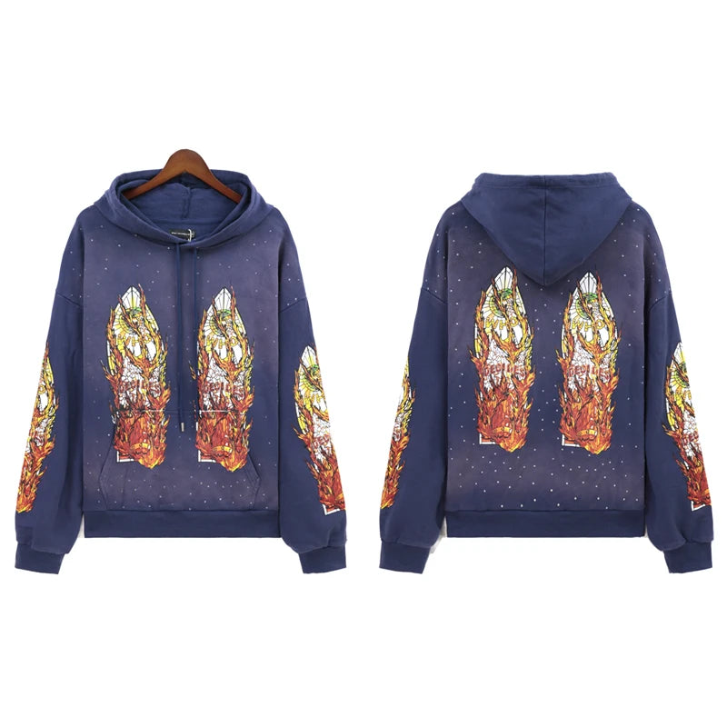 American High Street WDW Hoodie - Flame Printed Sweatshirt