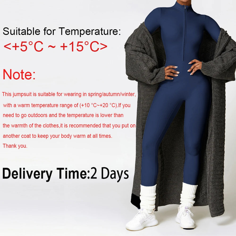 Warm Fleece Lined Long Sleeve Jumpsuit for Women.