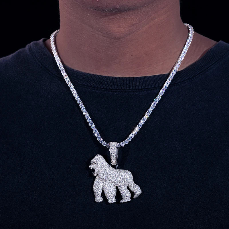 Luxury S925 Moissanite Orangutan Pendant Necklace.