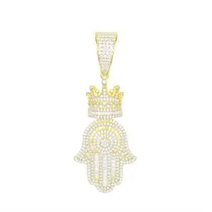 Luxury Moissanite Crown Pendant Necklace in 925 Silver.