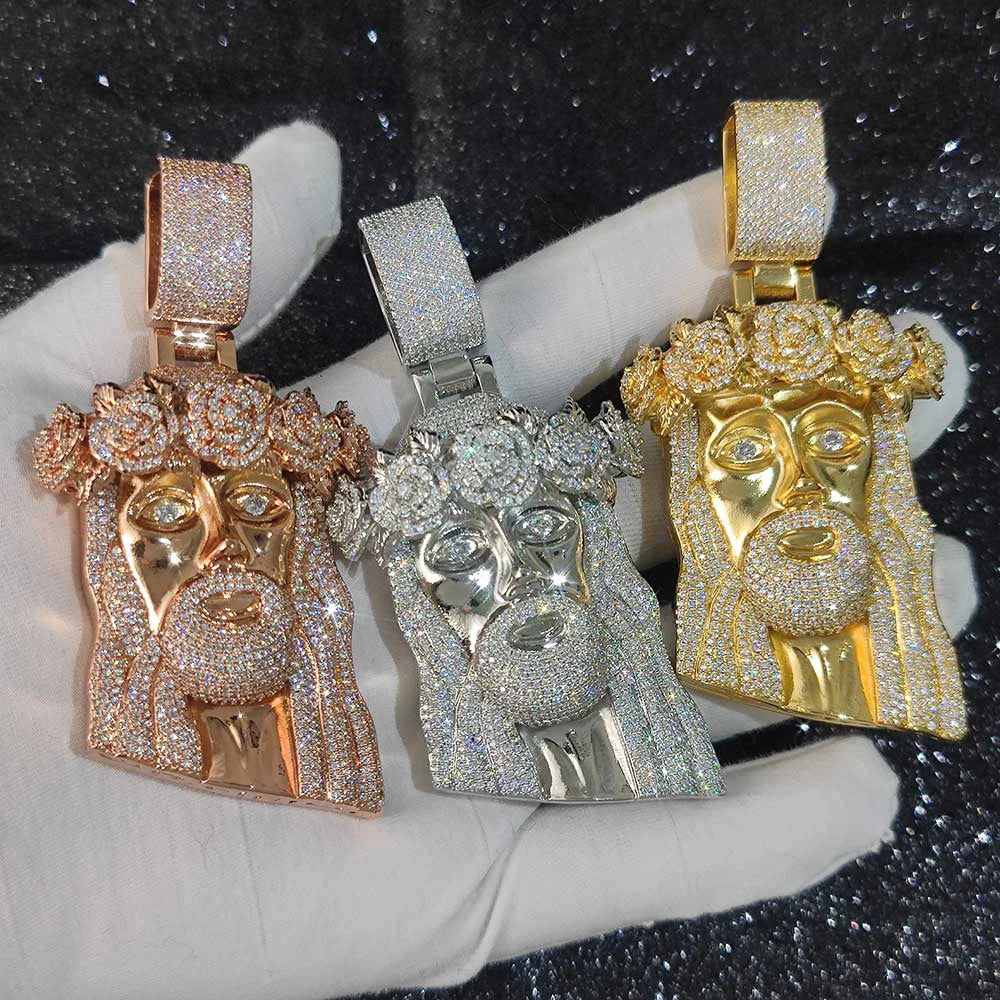 Iced Out Diamond Jesus Pendant - Luxury Hip Hop Jewelry.