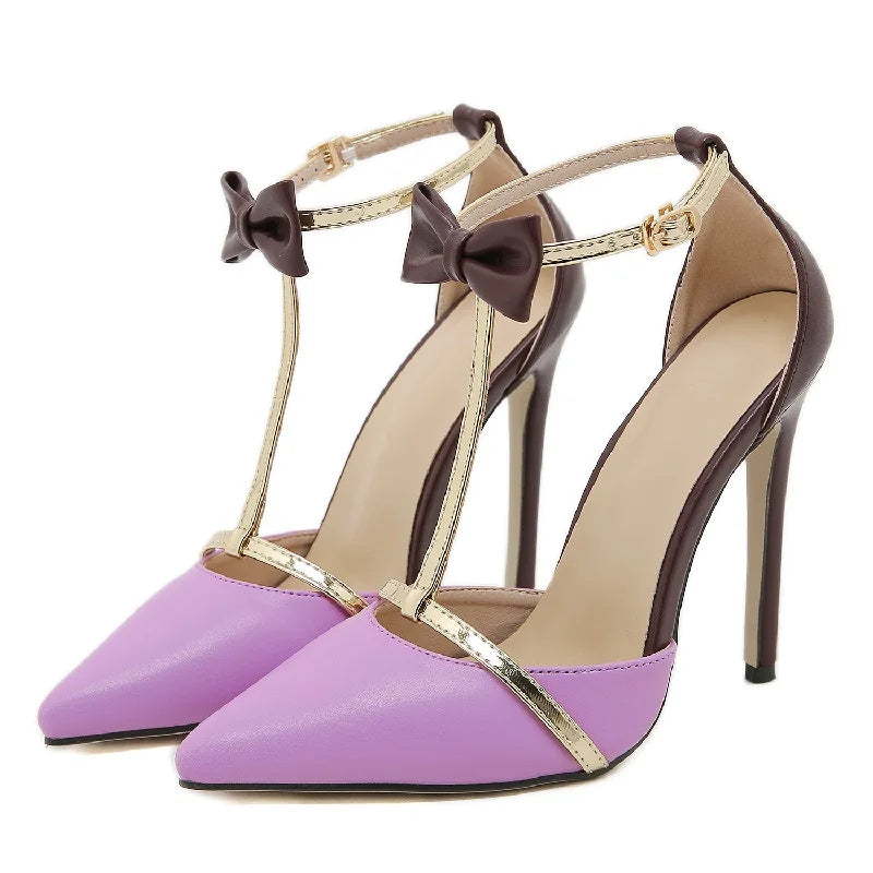 Elegant Pointed Toe Buckle Strap Stiletto Heels.