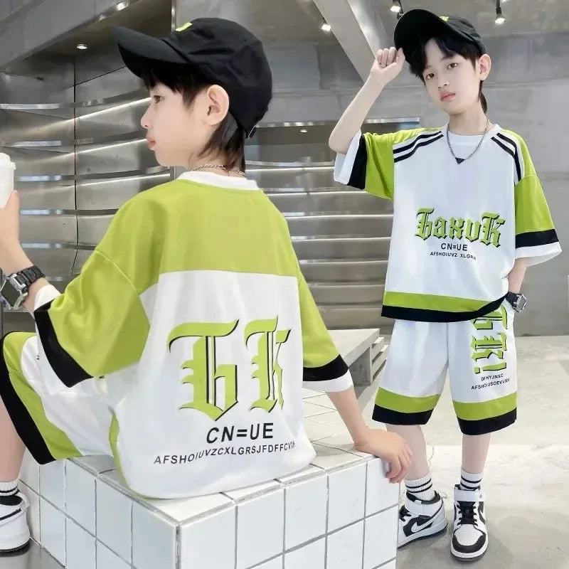 Kids Quick Dry Basketball Uniform Set - 2pc Jersey & Shorts