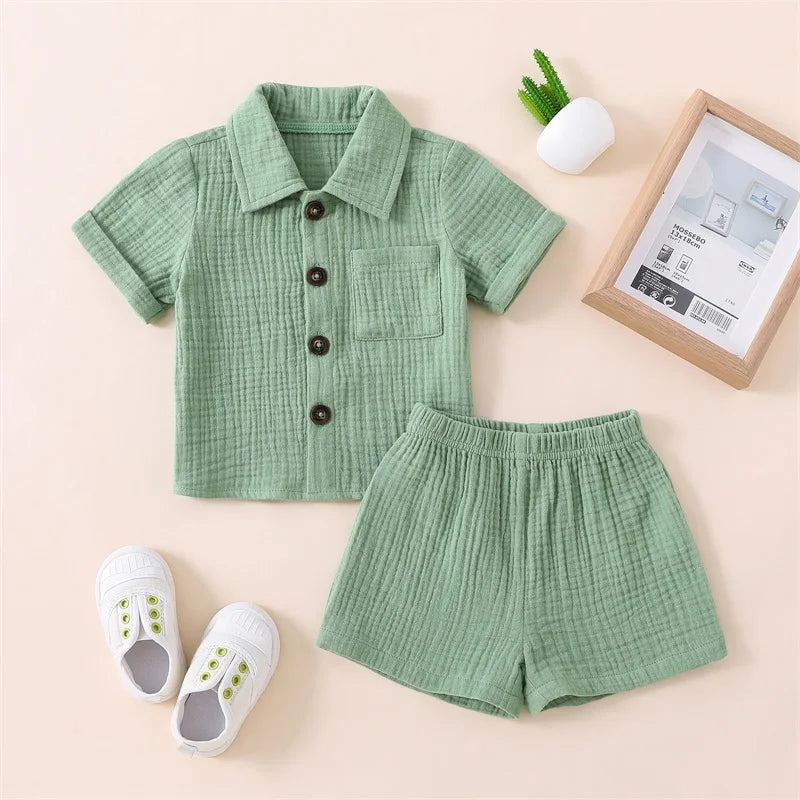 Cotton Linen Toddler Summer Outfit Set - 2PCS