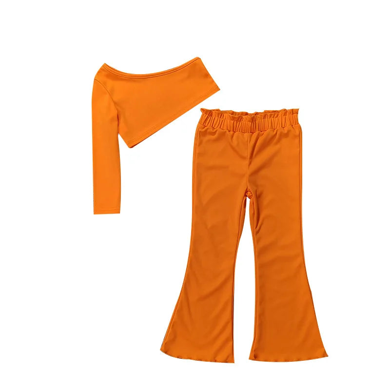 Girls' Chic One-Sleeve Top & Bell Bottoms Set 3T-8T