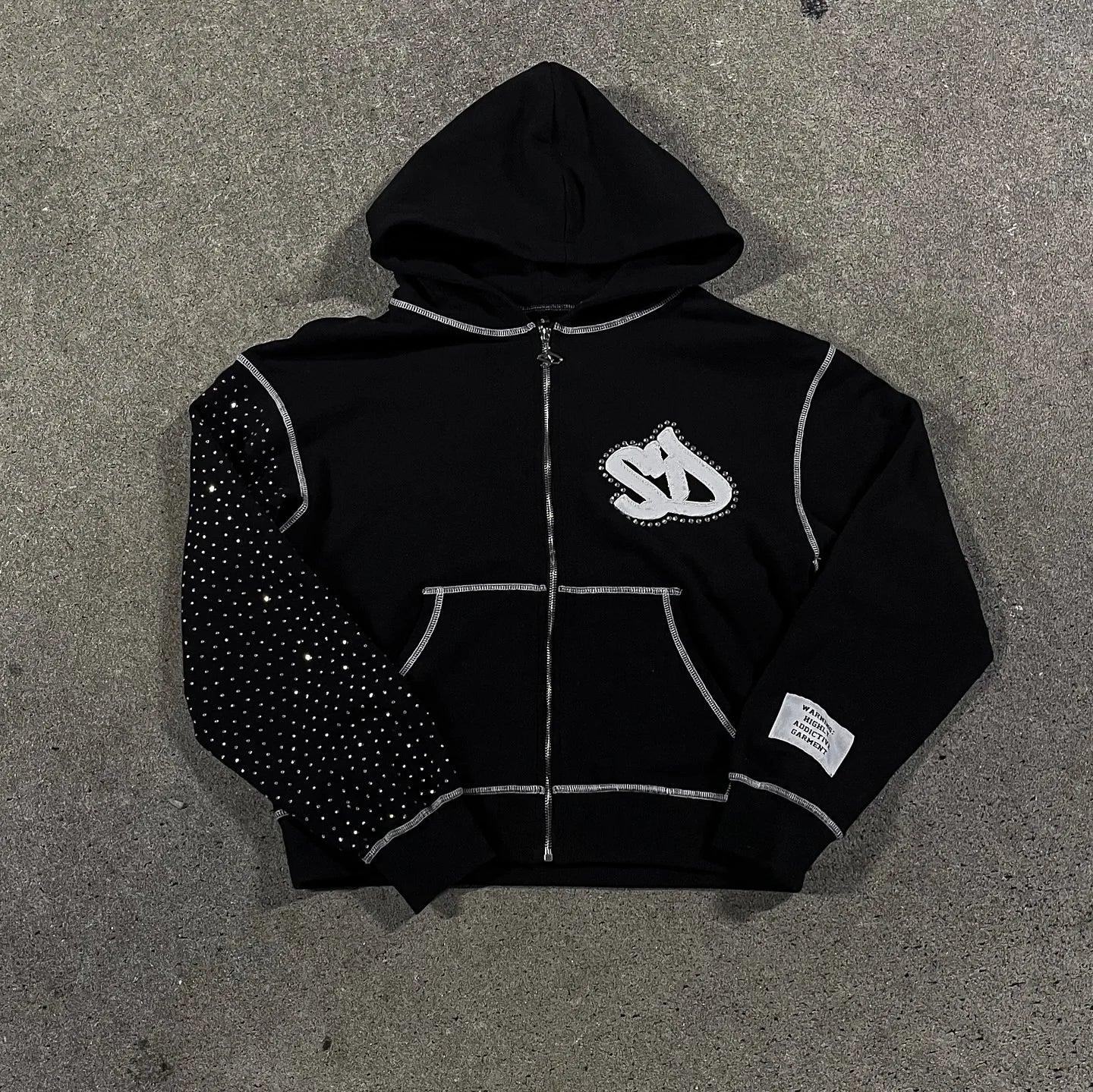 Oversized Y2K Embroidered Zipper Hoodie for Men