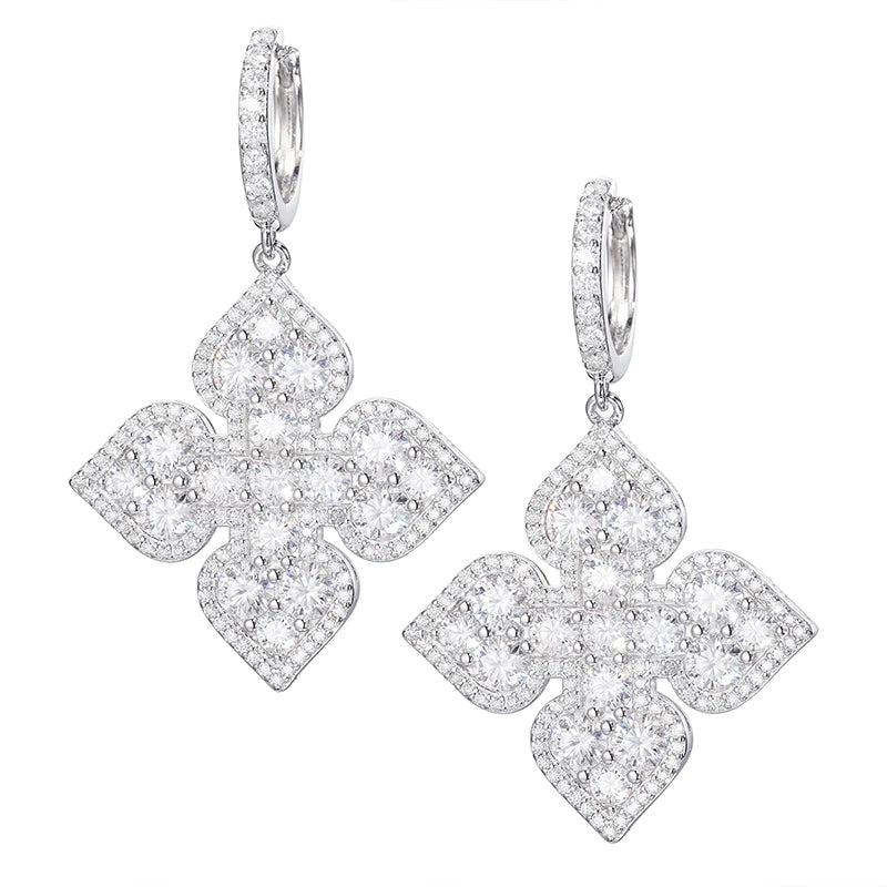 Dazzling Moissanite Ace Spades Earrings in Silver.