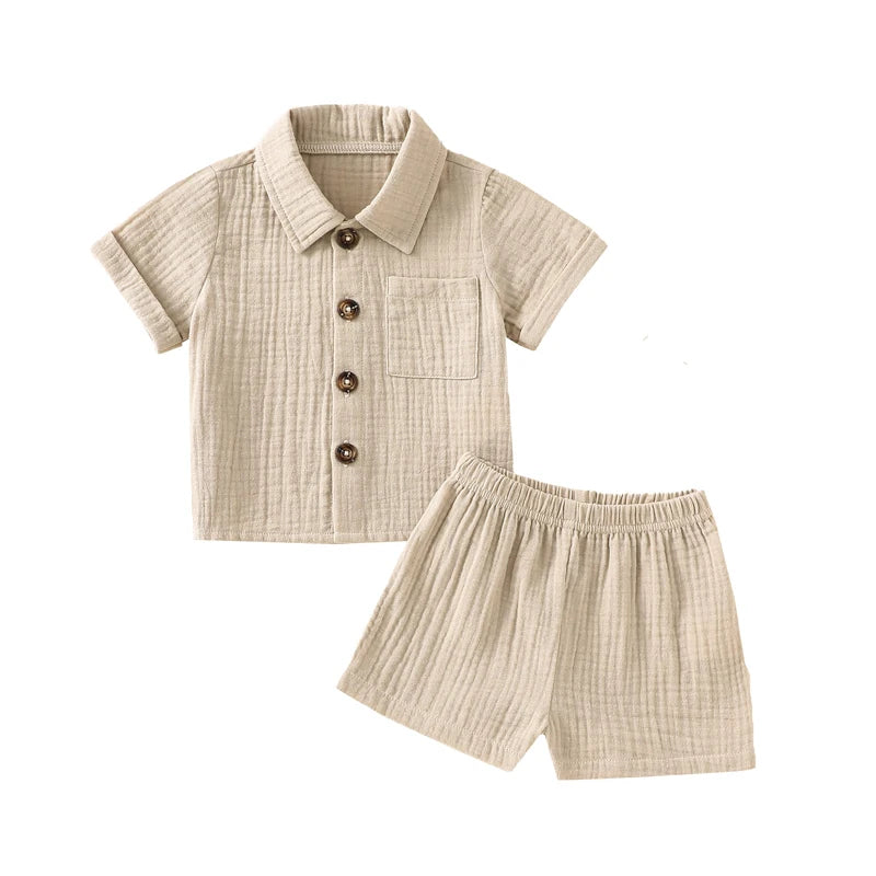 Cotton Linen Toddler Summer Outfit Set - 2PCS