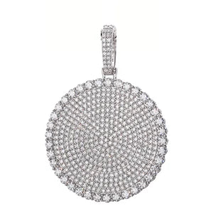 Luxury VVS Moissanite Round Pendant Necklace in Silver.