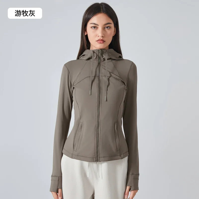 Trendy Women's Slim Fit Zip-Up Sports Hoodie Jacket.