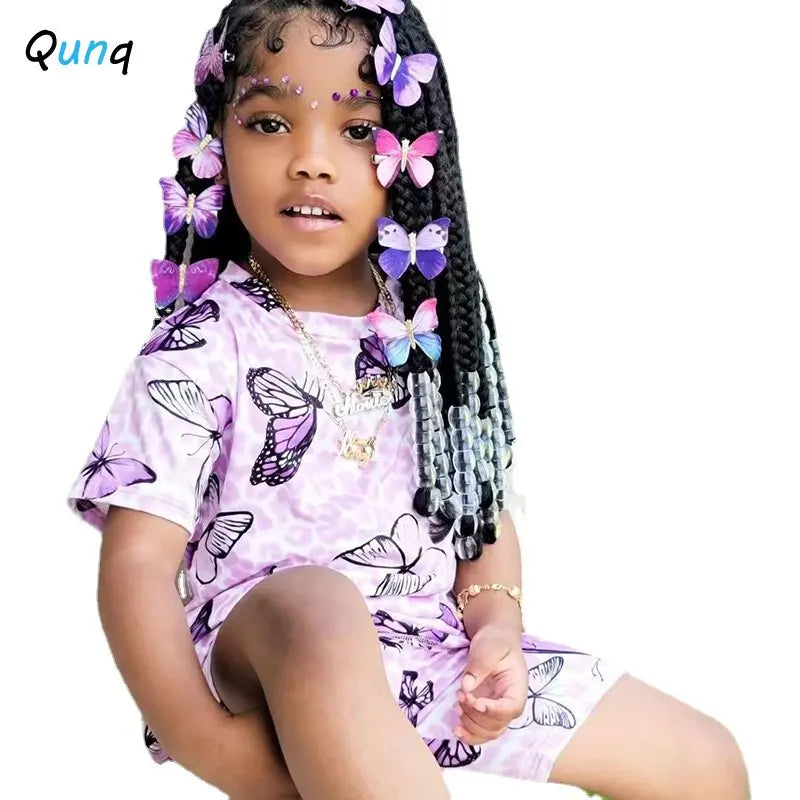 Girls Plaid Print Short Sleeve Top & Shorts Set | Sporty Casual