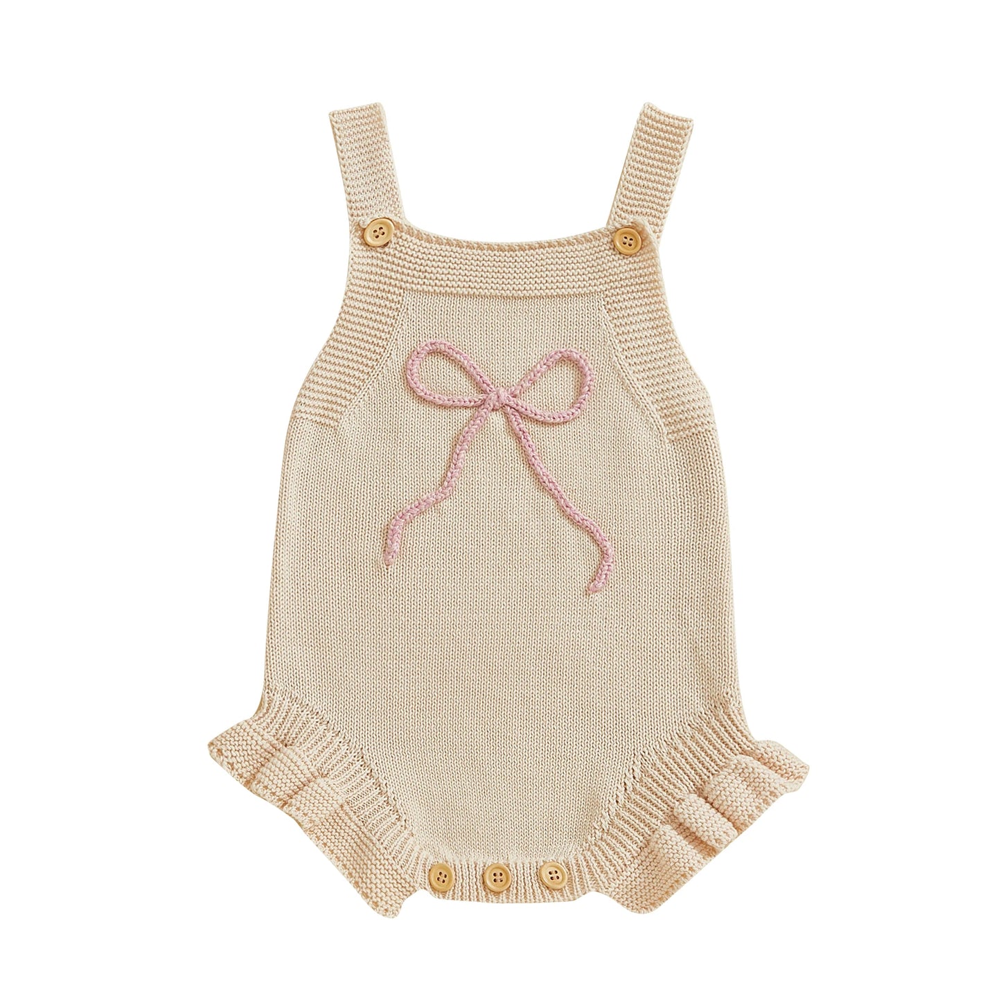 Adorable Knit Baby Girls Bodysuit - Princess Romper with Bow