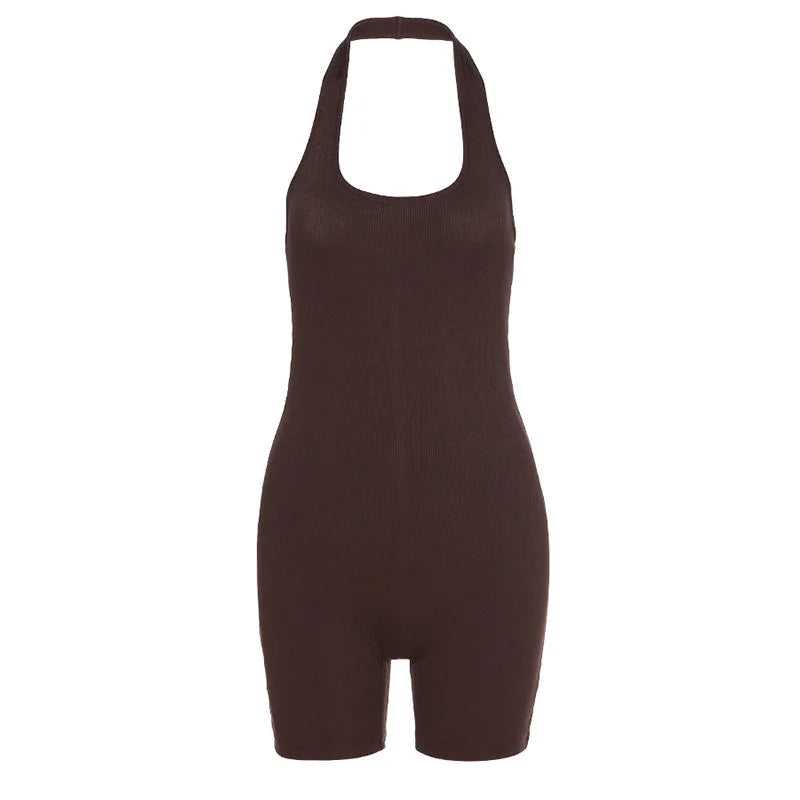 Chic Women's Backless Halter Bodysuit for Summer.