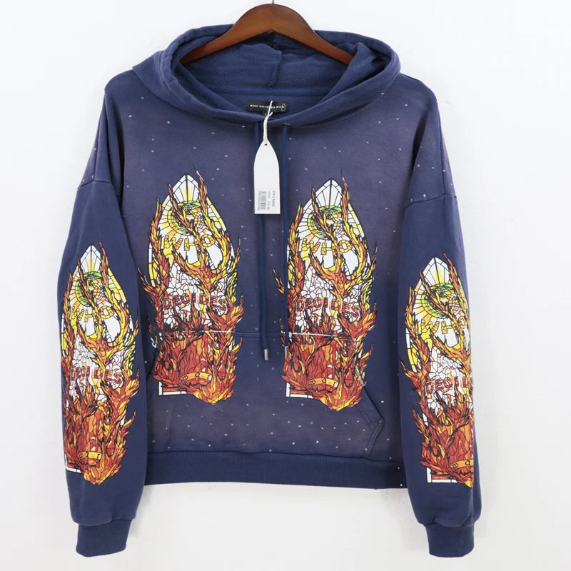 American High Street WDW Hoodie - Flame Printed Sweatshirt